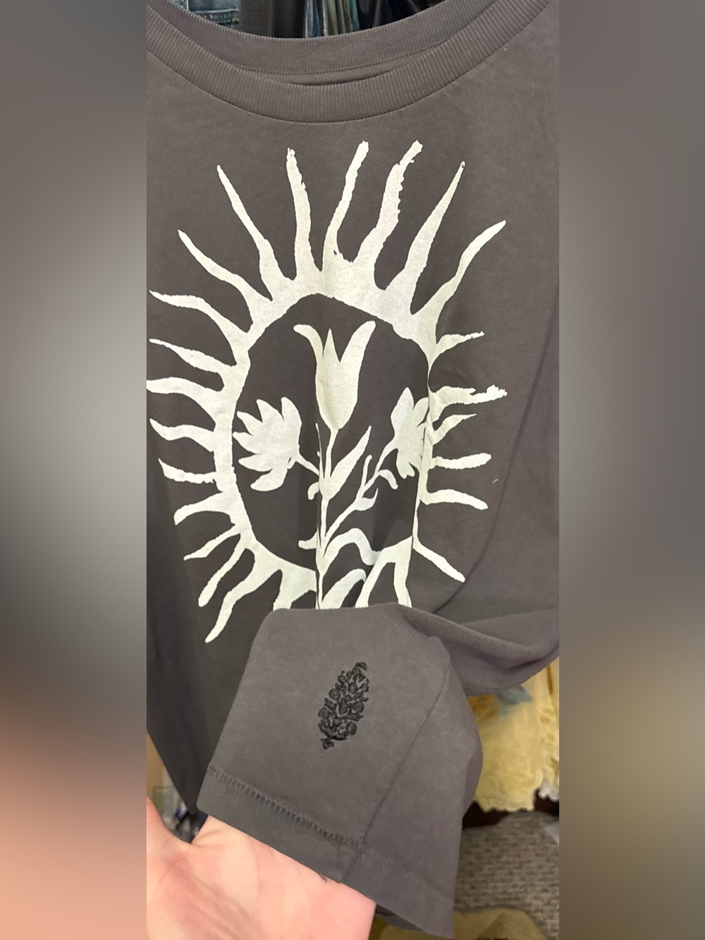 NWOT Free People FP Movement Tackle Graphic Tee - washed black grey combo - XL - Picture 8 of 10